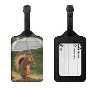 Squirrel Hold A Umbrellas Luggage Tags with Id Card & Adjustable Strap