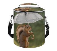 Squirrel Hold A Umbrellas Lunch Bag, 15L Portable Leakproof Picnic Basket with Shoulder Strap, Insulated Picnic Cooler Bag for Camping, Beach, Hiking & Groceries