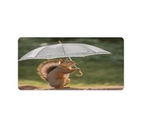 Squirrel Hold A Umbrellas Mouse Pad Non-Slip Large,Desk Mat Easy Clean 23.6" X 11.8",Desk Pad for Mouse, Writing Desk, Office, Home, Laptop
