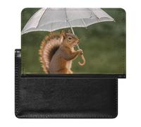 Squirrel Hold A Umbrellas Passport Holder with 3 Card Slots, Portable PU Leather Travel Wallet, Slim Protective Cover for Passport, ID, Credit Cards
