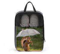 Squirrel Hold A Umbrellas Shoe Bag Waterproof & Breathable Shoe Pouch for Travel, Portable Carry Case for Sports Sneakers, Gym, Vacation