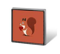 Squirrel Holding A Heart Unisex Brooches & Pins Square Lightweight Lapel Badge Jewelry for Clothing Shawl Hat