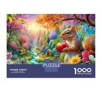 Squirrel Holding A Red Apple 1000-Piece Jigsaw Puzzle Dream Forest Squirrel Challenging & Brainteasing for All Ages 52x38cm/1000pcs