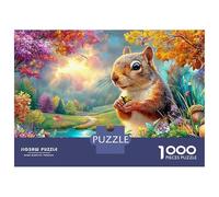 Squirrel Holding An Acorn by A River 1000Pc Jigsaw Puzzle Dream Forest Squirrel Educational & Challenging, Gift for All 70x50cm/1000pcs