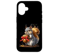 Squirrel Holding Large Acorn with Red Bow Case for iPhone 16