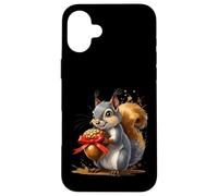 Squirrel Holding Large Acorn with Red Bow Case for iPhone 16 Plus