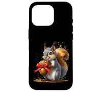 Squirrel Holding Large Acorn with Red Bow Case for iPhone 16 Pro