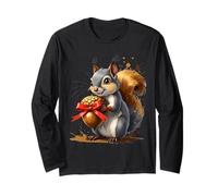Squirrel Holding Large Acorn with Red Bow Long Sleeve T-Shirt