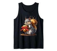 Squirrel Holding Large Acorn with Red Bow Tank Top