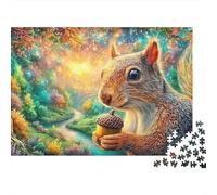 Squirrel Holds Acorn in Cosmic Forest 1000-Piece Jigsaw Puzzle Adorable Squirrel Great for Game Nights, Adults & Kids 70x50cm/1000pcs