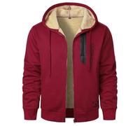 Squirrel Hooded Velvet Autumn and Winter Men's Cardigan Hoodie 3D Sweatshirt, Wine, XXL