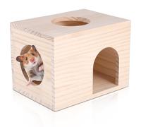 Squirrel House Chinchilla Hideout Houses Small Animal Guinea Pig House Natural Wooden Hamster Hideout Houses with Window for Chinchilla Guinea Squirrel Sugar Gliders Pig Hedgehog, 8.6x6.3x6.3 in