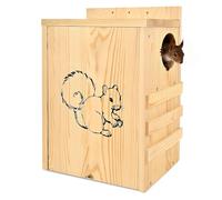 Squirrel House for Outside - Large Wood Squirrel House with Exterior Porch, Wooden Squirrel Nesting Box for Squirrels