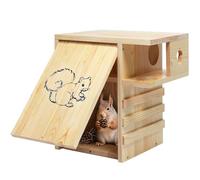 Squirrel House for Outside Nesting - Hanging Squirrel House for Outside with Exterior Porch, Large Wooden Squirrel Nesting Box for Chipmunks Squirrels Small Animals