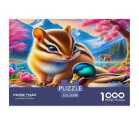 Squirrel Impossible Hard Difficult 1000 Pieces Adult Jigsaws - Chipmunk Duck Lake Scenic Vibrant Educational Game Decompression for Gifts52x38cm/1000pcs