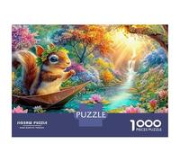 Squirrel in A Paper Boat on A River 1000-Piece Jigsaw Puzzle Dream Forest Squirrel Classic Educational Game for Family Puzzle Time 70x50cm/1000pcs