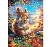 Squirrel in Autumn Flower Garden 1000-piece Jigsaw Puzzle Set Mitos Fantástico Cuento De Hadas For Adults Teens 14+ Logic Skill Indoor Game Family Game Night Summer Recycled Cardboard 30