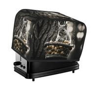 Squirrel in Basket Toaster Cover 2 Slice, Waterproof Bread Machine Covers with Pockets Universal Size Kitchen Small Appliance Cover with Handle, Dust and Fingerprint Protection