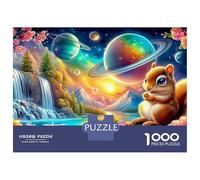 Squirrel in Bloom 1000 Piece Jigsaw Puzzle for Kids And Adults Squirrel Cosmic Waterfall Brainteasing Jigsaws Challenge Games Great Gift 38x26cm/1000pcs