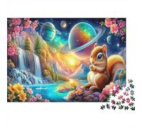 Squirrel in Bloom Premium Paper Squirrel with Waterfall And Planets at Night DIY Jigsaw Puzzle Educational Stress Relief 52x38cm/1000pcs