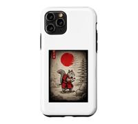 Squirrel in Kimono Walking Under Red Glo Sun Japanese Art Case for iPhone 11 Pro