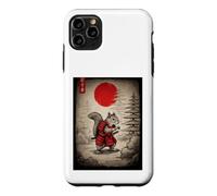 Squirrel in Kimono Walking Under Red Glo Sun Japanese Art Case for iPhone 11 Pro Max