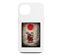Squirrel in Kimono Walking Under Red Glo Sun Japanese Art Case for iPhone 13
