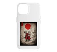 Squirrel in Kimono Walking Under Red Glo Sun Japanese Art Case for iPhone 14