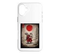 Squirrel in Kimono Walking Under Red Glo Sun Japanese Art Case for iPhone 16 Plus