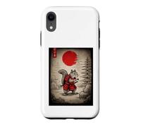 Squirrel in Kimono Walking Under Red Glo Sun Japanese Art Case for iPhone XR