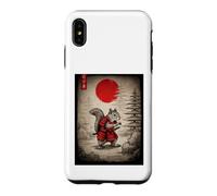 Squirrel in Kimono Walking Under Red Glo Sun Japanese Art Case for iPhone XS Max