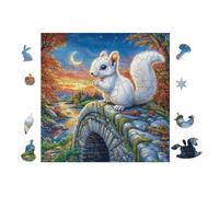 Squirrel in Moonlight Forest 100 Piece Complete Premium Jigsaw Puzzle Collectors Mind Relaxation Educational Decorative Puzzle Gifts for Adults Premium Cardboard 28x28cm