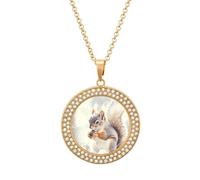 Squirrel In Snows Day Personalized Picture Necklace Photo Pendant Custom Memorial Jewelry for Women