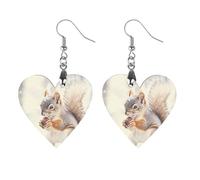 Squirrel In Snows Day Women's Wooden Earring Drop Dangle Earrings Pendant Jewelry Love