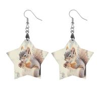 Squirrel In Snows Day Women's Wooden Earring Star Dangle Earrings Pendant Jewelry
