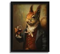 Squirrel in Suit Top Hat Art Print Gentleman Squirrel Wall Art Vintage Animal A4 Poster on Canvas - Wall Art Home Decor Movie Poster Canvas Film Cinema Retro Vintage Cult Classic Nostargic Saga Moder