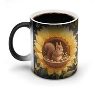 Squirrel in Sunflower Color Changing Mug Heat Changing Coffee Mugs Funny Heat Activated Mug Ceramic Magic Cup Novelty Coffee Mugs 12 Oz Unique Tea Cup Birthday Gift for Women Men