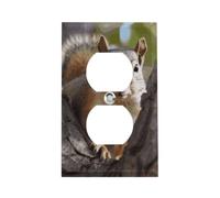 Squirrel in The Tree American Style Outlets Covers Standard Size Receptacle Wall Plates Light Switch Cover Outlet Plate Safety Plug Covers Thermoplastic Faceplate