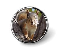 Squirrel in The Tree Badge Holder Personalized Round Badge with Picture Pin Aluminum Alloy Button Pin Exquisite Brooch Fashion Button Badges Clothes Decorative Pins