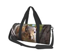 Squirrel in The Tree Duffle Bag for Women Men Personal Item Travel Bags Canvas Weekender Overnight Bags Lightweight Sports Tote Gym Bag Carry On Luggage Bag, Black, One Size