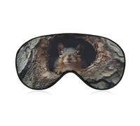 Squirrel in The Tree Hole Travel Eye Mask Blackout Eye Mask for Sleeping Airplane Eyemask with Adjustable Strap Sleep Masks for Women Men Soft Night Blindfold Eyemask