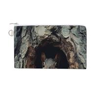 Squirrel in The Tree Hole Wallet Canvas Slim Lightweight Wallets Durable Zippered Card Holder for Men Women