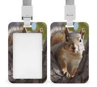 Squirrel in The Tree ID Badge Holder Durable ABS Plastic Card Case Protector with Lanyard, Push-Pull Slot, Stylish Lanyard ID Card Holders for Office Corporate Use