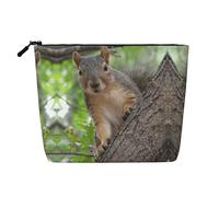 Squirrel in The Tree Multi Functional Single-Layer Linen Makeup Bag - Fashionable and Practical Cosmetic Storage Bag