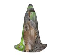 Squirrel In The Tree Print Hooded Wizard Robe Halloween Cloak Medieval Renaissance Cosplay Christmas Party Outfits