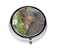 Squirrel in The Tree This Small, Printed, Round Pill Box is a Portable Pill and Vitamin Organizer Perfect for Pockets, Purses, and Travel.