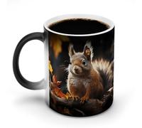 Squirrel in The Woods Morphing Mug 12 Oz Personalized Coffee Mugs Novelty Color Changing Mugs Funny Heat Sensitive Clue Mug Custom Double Sided Ceramic Cup for Men & Women Gifts