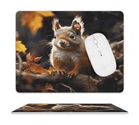 Squirrel in The Woods Mouse Pad,Premium-Textured Mouse Mat Design,Computer Mouse Mat,Stitched Edges, Water-Resistant, for Gamer, Office & Home,Square Mouse Pad,Spill-Resistant Surface, Durable Materia