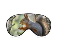 Squirrel in The Woods Sleep Mask Light Blocking Eye Cover Polyester Eye Mask with Elastic Strap Blindfold for Side Sleeper Sleeping Masks Face Hugging for Women Men Travel