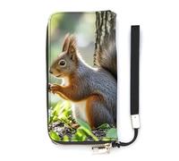 Squirrel in The Woods Wallet Large Capacity Clutch Cash PursePU Leather Long Zipper Pouch Wallet Unisex, white, 20x10.5cm, Wallet